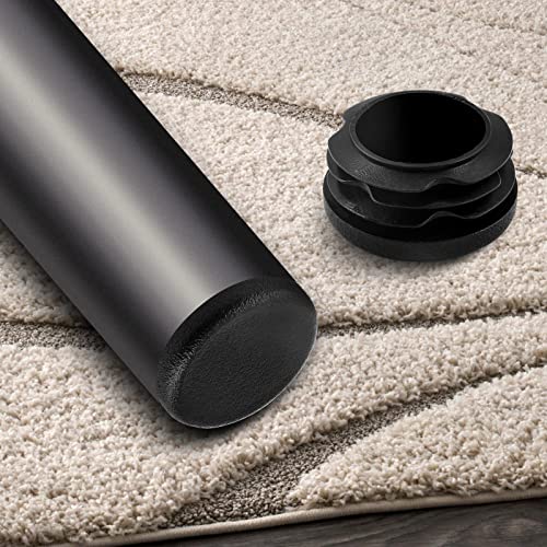 Image of Jiozermi 12 Pcs 1-1 /4 inch Round Plastic Plug, Black Round Plastic End Cap Furniture Finishing Plug for Pipe Post, Chairs and Furniture