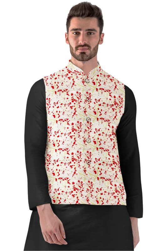 Men's Jacquard Printed Full Sleeve Waistcoat-picture-34