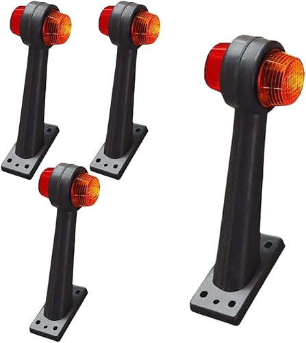 Luces de marcador laterales de remolque, 4 marcadores laterales de goma, luz rojaámbar, lámpara de contorno de 12 V para camión, caravana, Kenworth