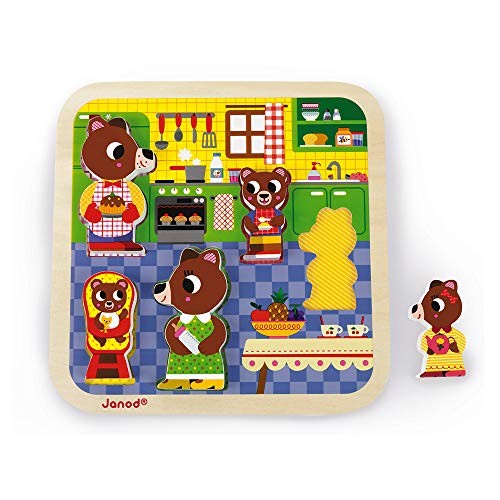 Preisvergleich Produktbild Janod J07082 - Chunky Holzfiguren-Puzzle 5 Teile, Küche