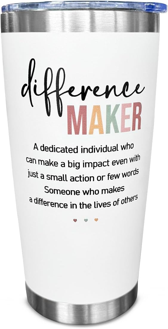 Difference Maker Tumbler, 20 Oz Stainless Steel - Motivational, Office, Work Gifts for Women - Anniversary, Christmas, Birthday, Thank You Gifts for Boss, Leader, Employee, Coworker, Teacher
