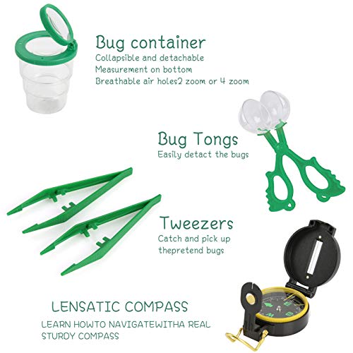 Haibinsuo Draussen Forscherset Spielzeug, Kinder fernglas 18 Stück Kids Adventurer Explorer Set mit Bug Catcher Pinzette… – Bild 3