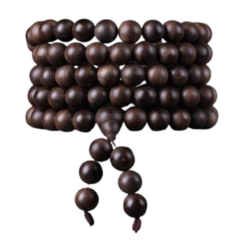 Bracelet en bois d'agar véritable perle prière Mala Agilawood