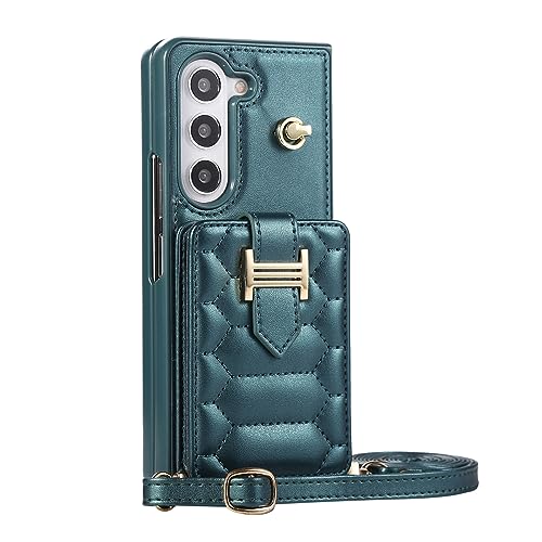 Coque Galaxy Z Fold 5 verte pour femme active idéale pour ranger ses cartes en déplacement