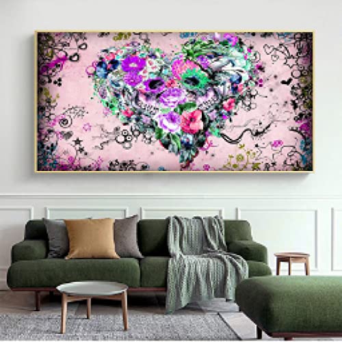 Peinture amour abstrait coeurs fleurs pour décorer une chambre