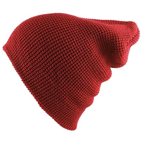 Morehats Waffle Knit Soft Beanie Warm Winter Ski Skater Hip-hop Hat - Red Cover