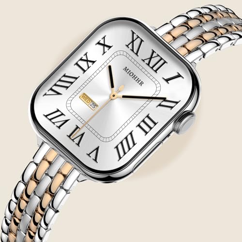 Image of Slim Metal Bands for Apple Watch 38mm 40mm 41mm 42mm(Series 11 /10) | Thin Shiny Stainless Steel Strap Bands for Women, Fit iWatch Series 11 10 9 8 7 6 5 4 3 2 1 SE3 SE2 SE, Silver /Rose Gold
