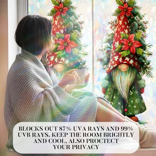 Image of Christmas Gnome Tomte Holographic Window Film 17.32x39.37in Cling