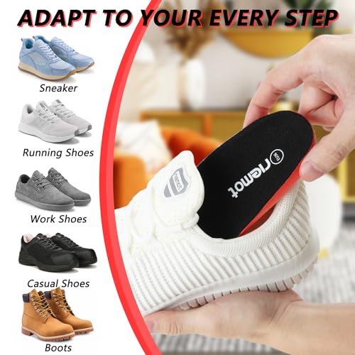 Image of riemot Sports Insoles for Men, High Elasticity PU Shoe Inserts with Arch Support and Heel Cup, Shock Absorbing Insoles for Walking, Light Running, Sneakers & Running Shoes Black US11 / EU44