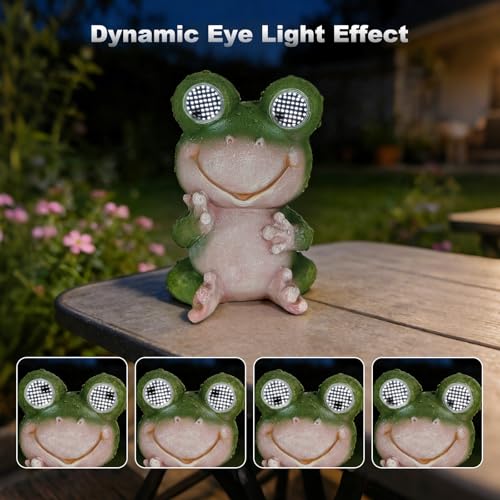 Astruly Solar Frog Garden Statue with Rotating LED Eyes Waterproof Resin Outdoor Decor, Auto On/Off Landscape Lighting for Garden, Yard, Pathway, Fence, Patio - Unique Gifts for Women, Mom, Grandma — view 2