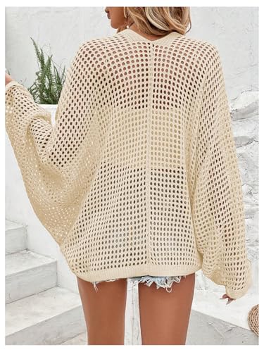 Image of Verdusa Women's Oversized Summer Cardigan Lightweight Sweater Crochet Knit Beach Cover Up Spring Vacation Outfits