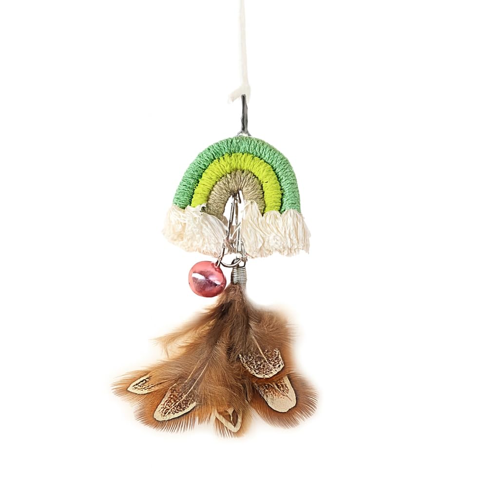 Kit 2 Brinquedos Para Pendurar Retrátil com Pena e Sino para Gatos – Cordão Elástico