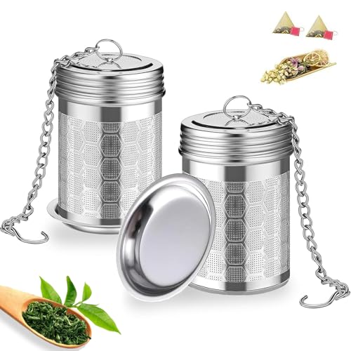 Catálogo de Infusor favoritos de las personas. 48 KCTOAMZ 2 Piezas Filtro de Té de Acero Inoxidable, Infusor de Hojas Sueltas con Gancho de Cadena y Antigoteo, Malla Ultrafina de Panal para Preparar Té, Especias y Condimentos