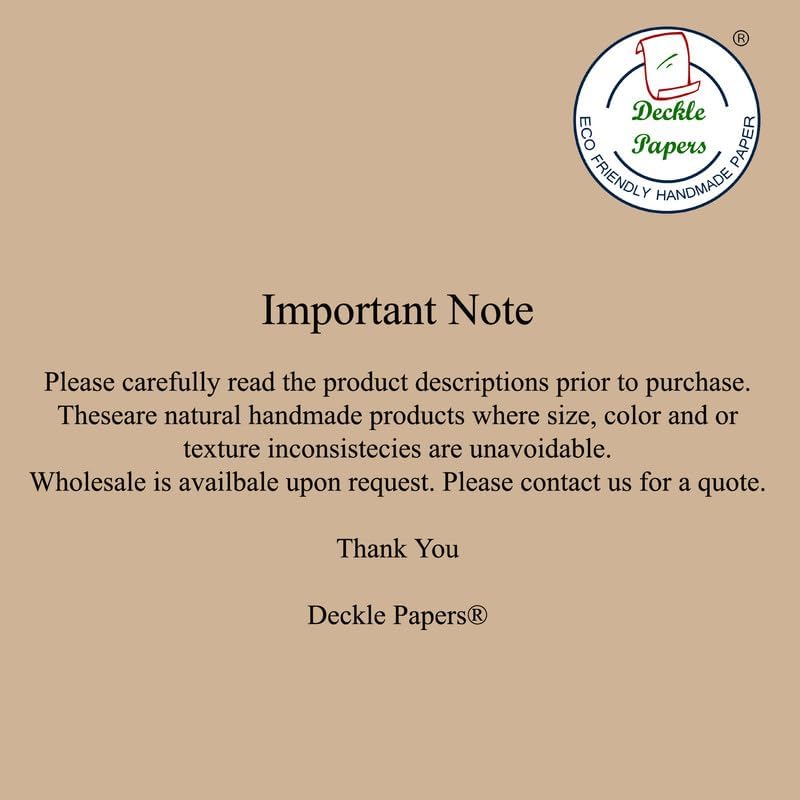 Deckle Papers® Handmade Deckle Edges Cotton Paper Blank Wedding Invitation-Menu Cards, Business Note Cards, Cardstock, Calligraphy, Watercolor Textured (Pack of 50)