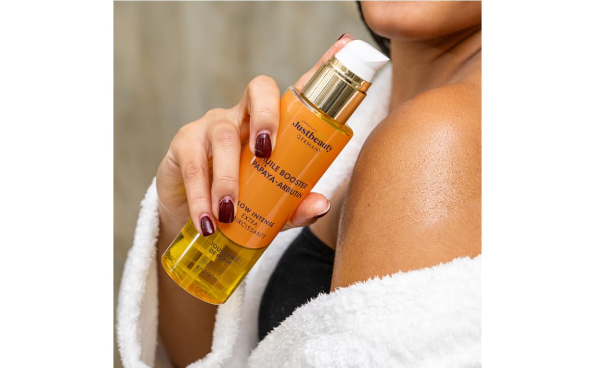 HUILE BOOSTER PERLE RARE PAPAPAYA – ARBUTIN Lussuoso olio per viso e corpo – Carnagione radiosa, idratazione intensa, contro macchie di pigmento, 200 ml