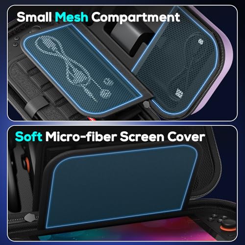 Image of Auarte [Charge inside Carrying Case for Nintendo Switch 2 2025 / Switch OLED / Switch with Adapter and for Joy Cons Storage, Travel Cases for Switch 2 Console with 22 Game Card Storage (Lighte Purple)