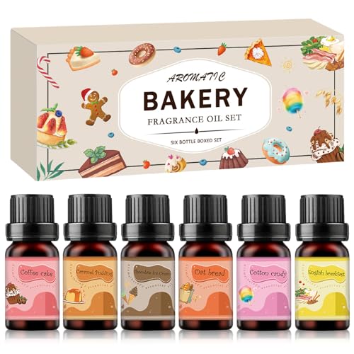 Set de aceites esenciales para repostería, aceites aromáticos para velas, aceites aromáticos para aromaterapia, para difusores (6 x 10 ml)