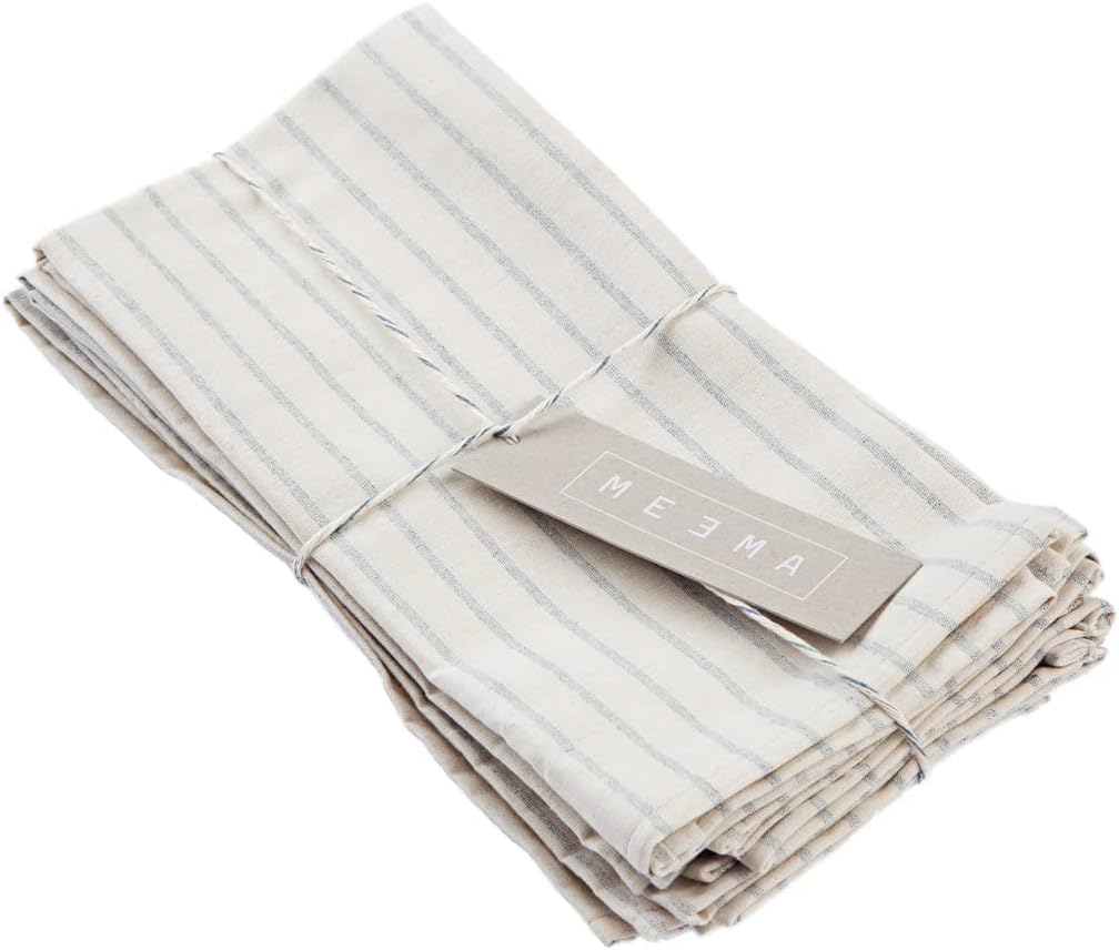 MEEMASet of 4 Reusable Cloth Napkins | Cotton Fabric, Beige Dinner Napkins | Washable Natural Table Napkins, 50 x 47 cm