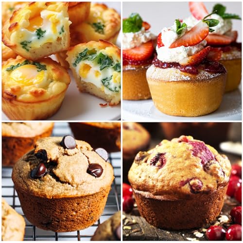 Image of CAKETIME Silicone Muffin Pans for Baking, 2 Packs Jumbo 6 Cups and Mini 24 Cups for Baking Muffins, Cupcakes, Egg Bites, and Frittatas