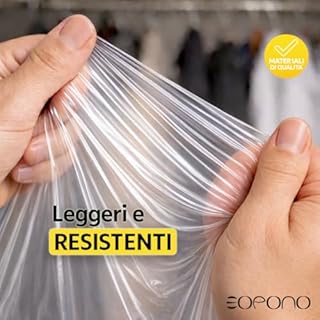 EOPONO® 20 Custodie per Abiti 60x90cm Trasparenti - Sacchetti Vestiti Armadio Antipolvere per Tintorie, Giacche e Camicie