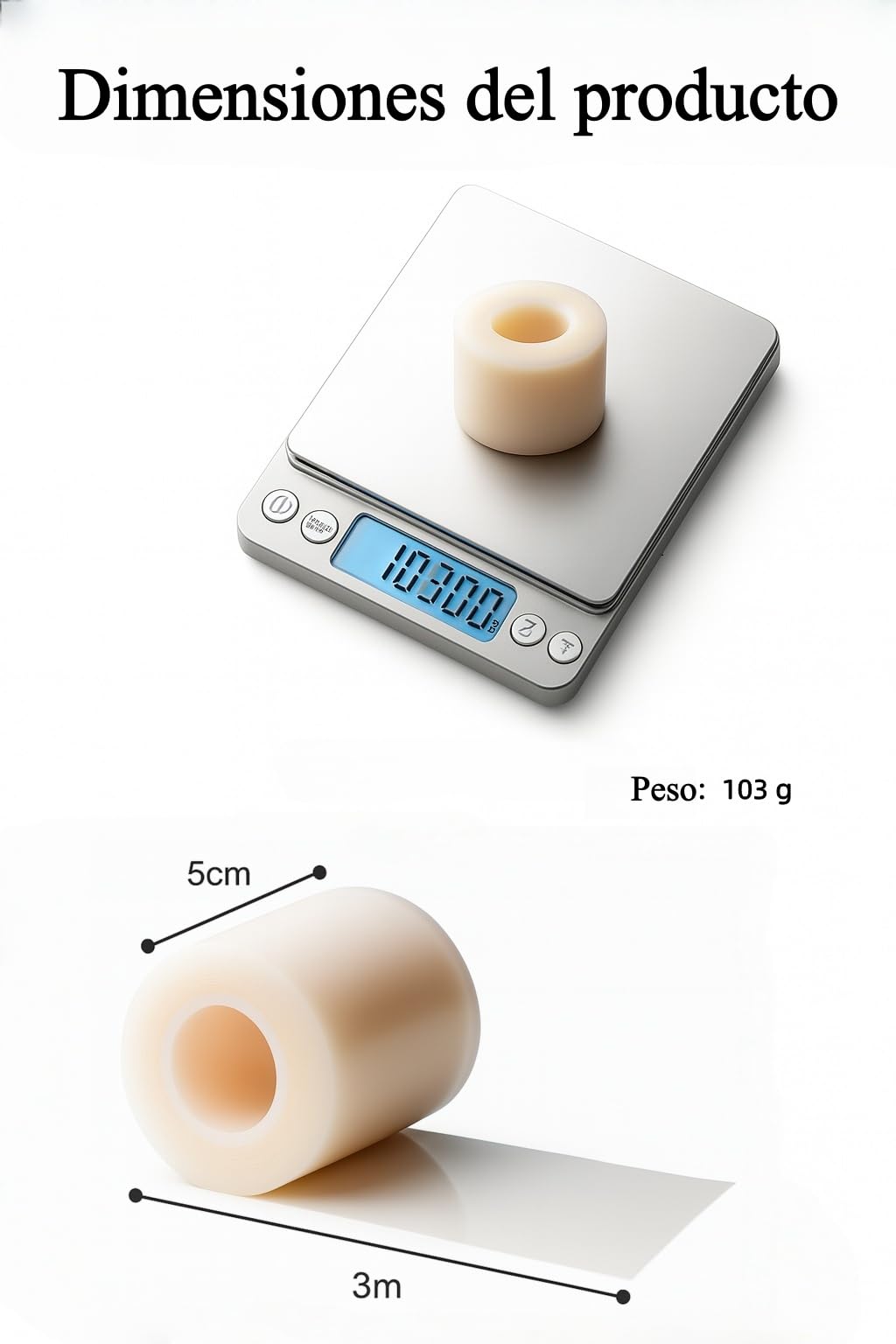 Apósito Hidrocoloide Rollo 5 cm x 3 m, Apósitos Impermeables Ultrafinos con Adhesión Extra Fuerte y Transpirables Hydrocolloid Roll Tape