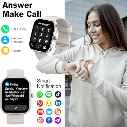 Image of Smart Watch for Men Women, 2026 New Smartwatch(Answer /Make Call) , 1.91 inch Fitness Watch with 120+ Sport Modes, Fitness Tracke with Pedometer /Sleep Monitor /Heart Rate /IP68, for Android /iPhone White