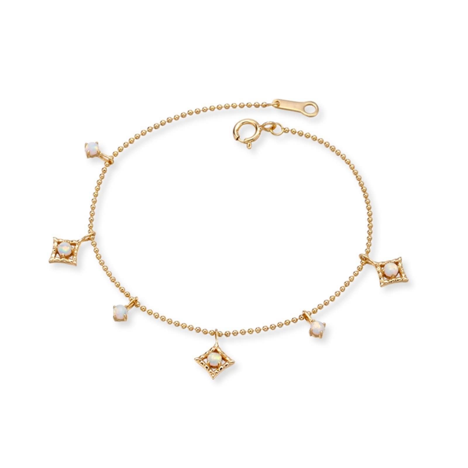 Bransoletka Au 375/585/750 żółte złoto, prawdziwe złoto, biżuteria z opalem, kształt łańcuszka | Złota bransoletka 9K/14K/18K