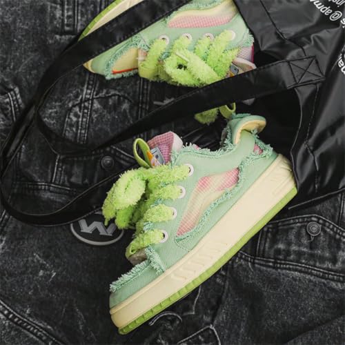 Canvas Fuzzy Stylish Fluffy Lace Up Sneakers for Women and Teens Soft Plush Streetwear Shoes with Cozy Texture Cute Aesthetic Footwear for Fall Winter Outfits3