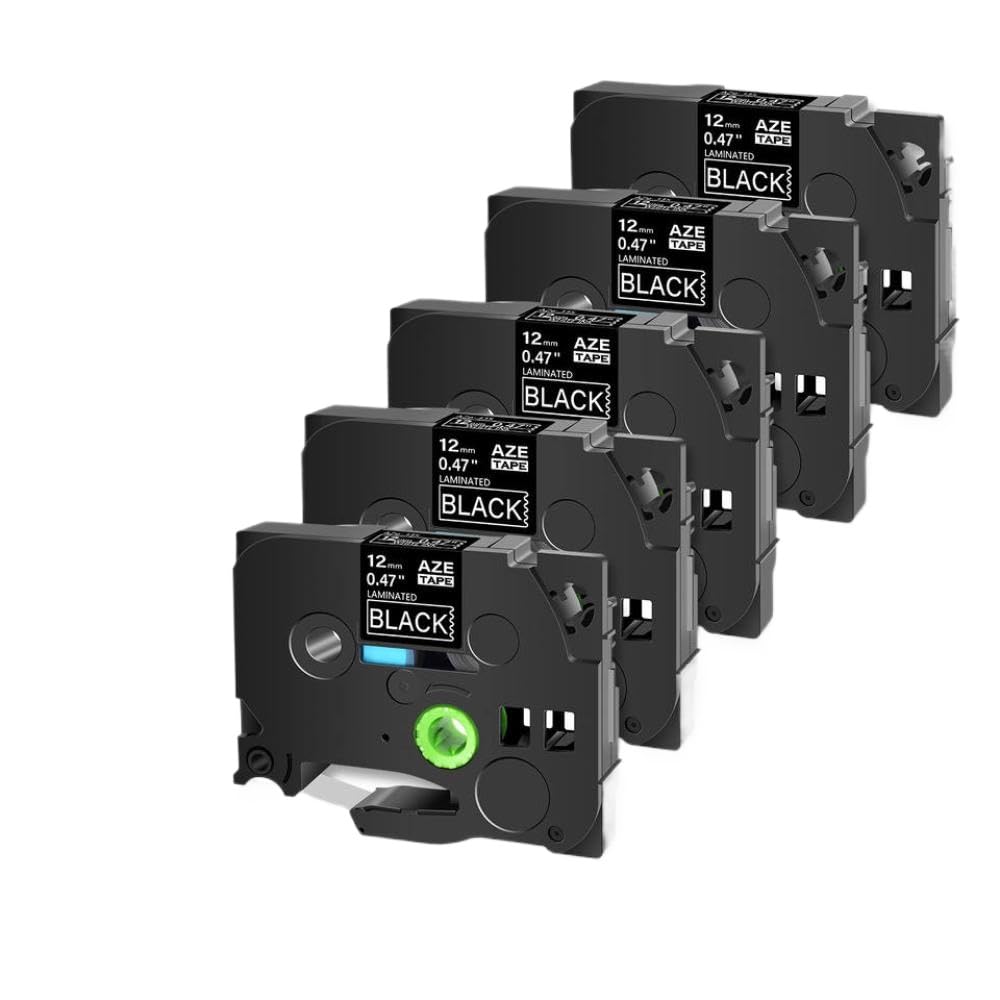 5pk etichetta universale nastro laminato con TZE-335 6/9/12/16/24 mm bianco su cartuccia nera Cassetta Uso con PT-1000 PT-1100 Sostituzione del mercato