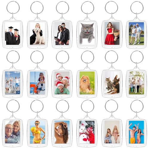 Image of BharatBazaar 10 Pcs Photo Keychain, Acrylic Photo Frame Keyring,Keychain Clear Acrylic with Split Ring,Photo Insert Keychains for Personalised Custom,Artwork,Gifts