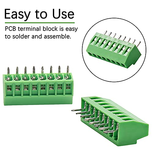 Qjaiune Bloco de Terminais de Pcb de 8 Pinos e Passo de 2,54 Mm, Conector de Terminal de Parafuso de