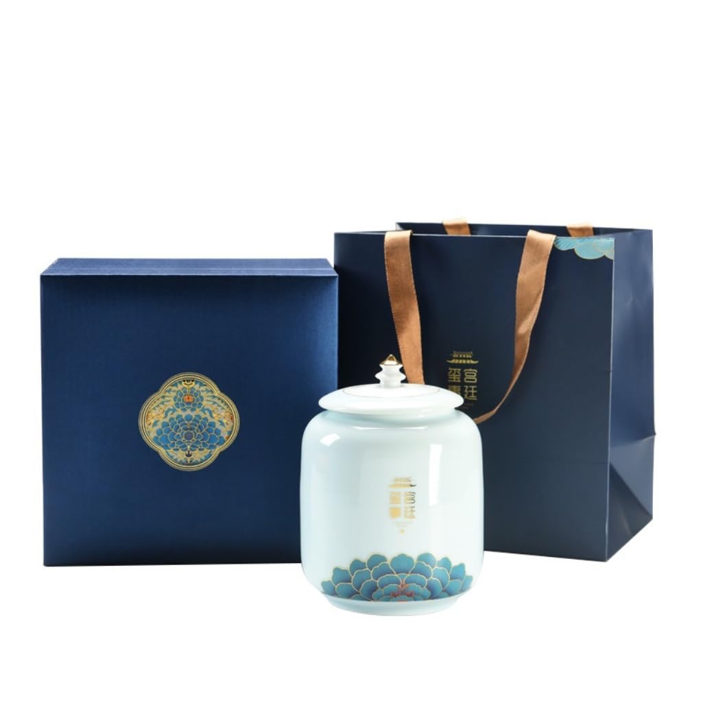 HLTYGWX Teedose, große Tee-Vorratsdose, versiegeltes Keramikglas, Küchenarbeitsplatten-Glas-Set, chinesisches Retro-Tee-Set, einzelnes Glas, Geschenkbox-Set, Teedose (B)