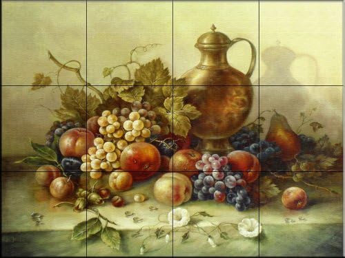 Ceramic Tile Mural - Fruit Bouquet I - by Corrado Pila - Kitchen backsplash / Bathroom shower 4x3 6" Ceramic, Matte