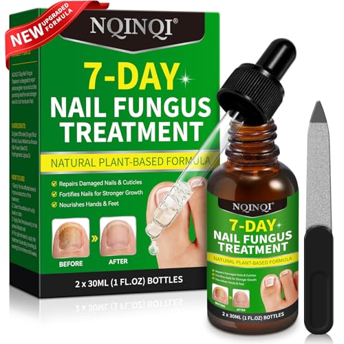 NQINQI 7 Days Nail Fungus Treatment Extra Strength, Fungi Nail Liquid Maximum Strength - Repair & Ingrown Toenail Treatment with Ginger - 2PCS