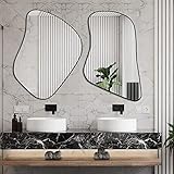 DAOYIJIAJU 2-Pack Irregular Mirror, Asymmetrical Mirrors, Odd Shaped Mirrors, Modern Abstract Frameless Wall Mirror for Living Room Entryway Bathroom Bedroom Fireplace(34'x26.4',34'x21.7') ﻿