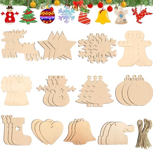 Basteln Weihnachten, 86 Stück Bastelset Weihnachten, Holzanhänger...