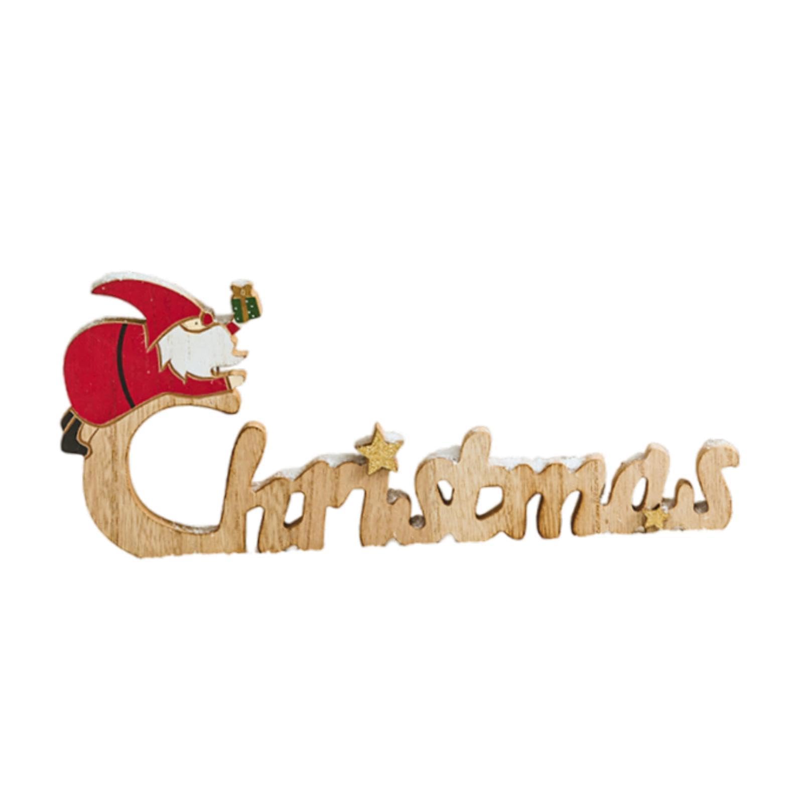 Letrero Navideño con Letras en Inglés, Decoración Navideña, Bonito, Manualidades, Letrero de Madera de Navidad, Adorno de Mesa para Sala de Estar Y of, Style B, Individual