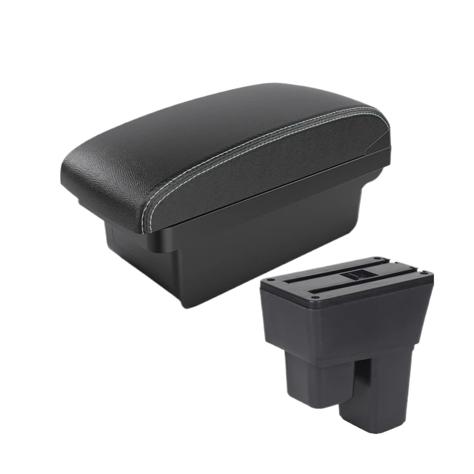 Ggwqoops Car Armrests For Jazz II 2008 2009 2010 Car Armrest Storage Box Interior Modification Multi-function Accessories With USB Armrest Box(A3 Black white NOUSB)