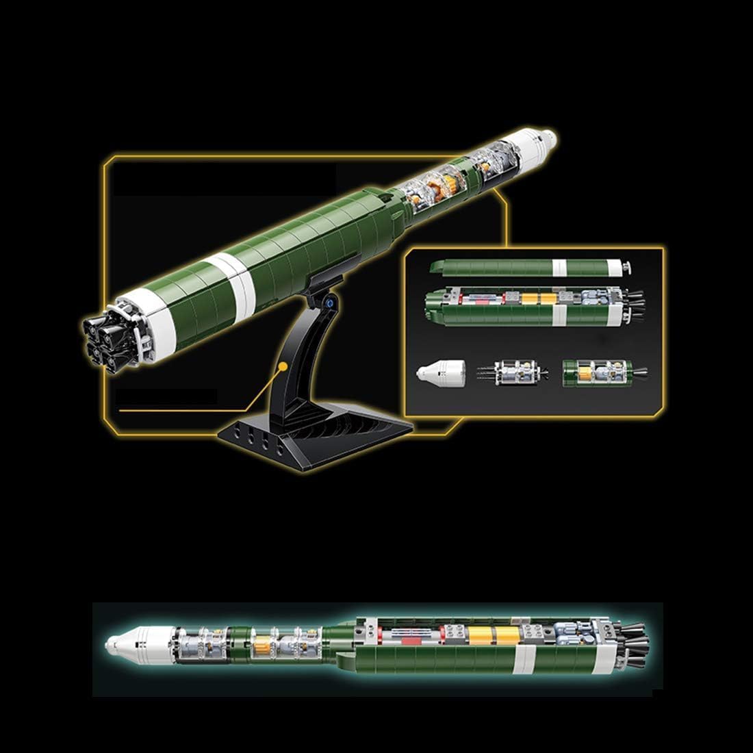 KeKeDuo Technik Panzer Bausteine, 1868 Klemmbausteine Militär DF-41 Ballistische Rakete Modellbausatz Konstruktionsspielzeug Kompatibel mit Andere Marken