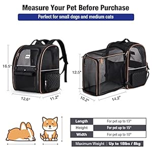   Lekebobor-Large-Cat-Backpack-Carrier-Expandable-Pet-Carrier-Backpack-for-Small-Dogs-Medium-Cats-Fit-Up-to-18-Lbs-Dog-Backpack-Carrier-Foldable-Puppy-Backpack-Carrier-for-TravelQuilted-Black