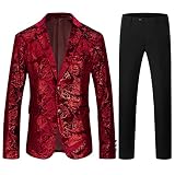 Mens Tuxedo Suits Slim Fit 2 Piece Regular Fit Blazer Pants Floral Formal Casual Wedding Shawl Lapel