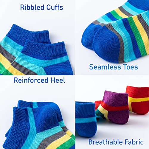 Marchare Girls Seamless Socks Rainbow Stripes Cotton Socks Kids School Crew Socks 5 Pack4