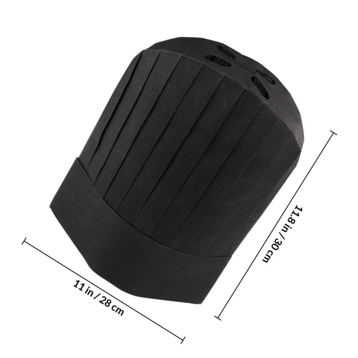 Angoily 20 Gorros de Chef Desechables de Papel Negro, Amigables Piel, para Trabajo en Cocina y Escuelas de Catering, Tamaño 28x30 Cm