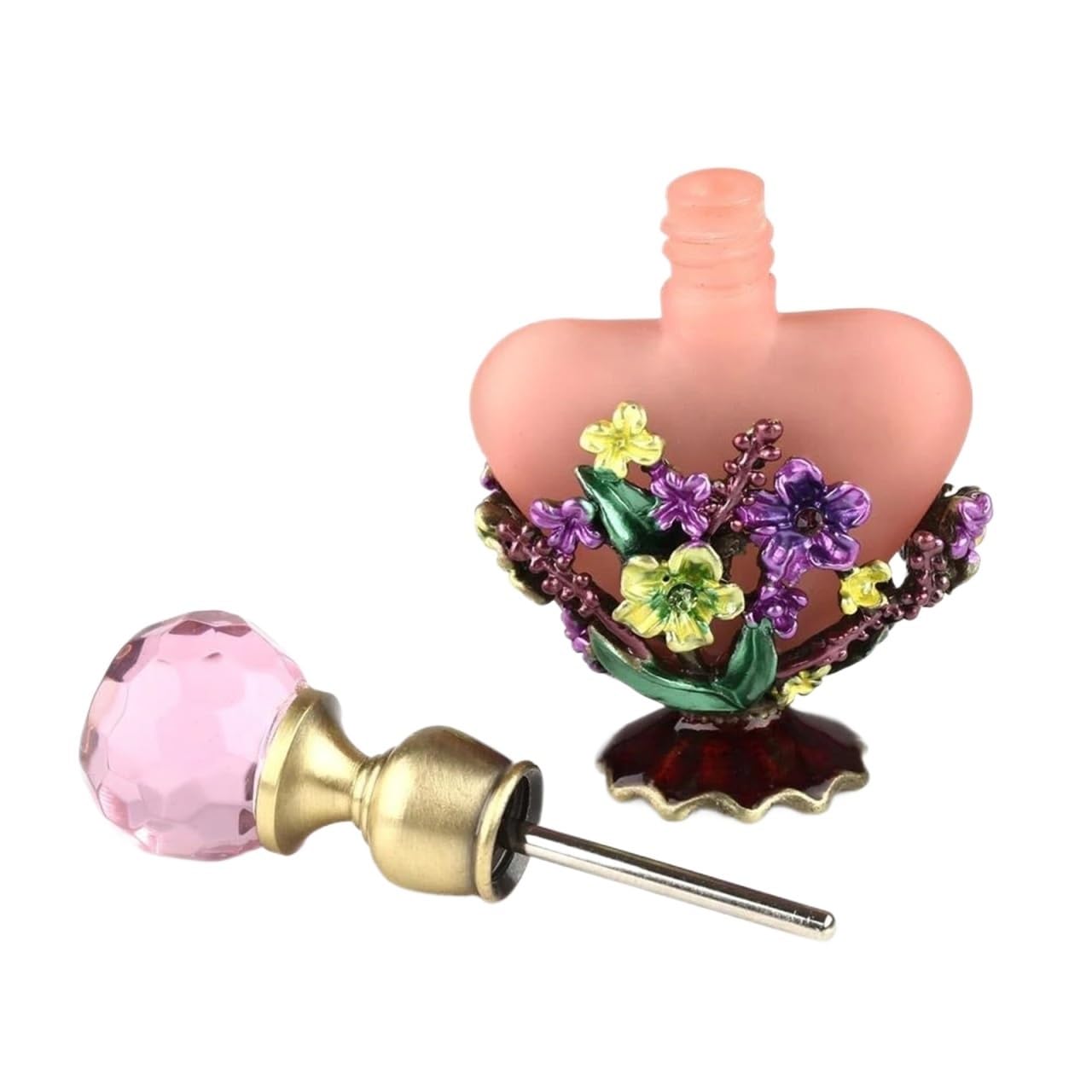 Botella de recarga Perfume Vintage en forma corazón, pintura Manual hecha a mano, pequeñas botellas rellenables vacías Para Fiestas Y Vacaciones(Pink 5ml)