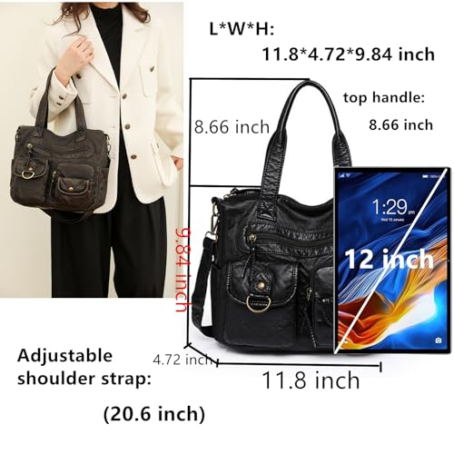 Image of Hobo Handbag and Purses for Women,Top Handle Satchel Purse Tote Shoulder Bags Faux Leather for Ladies