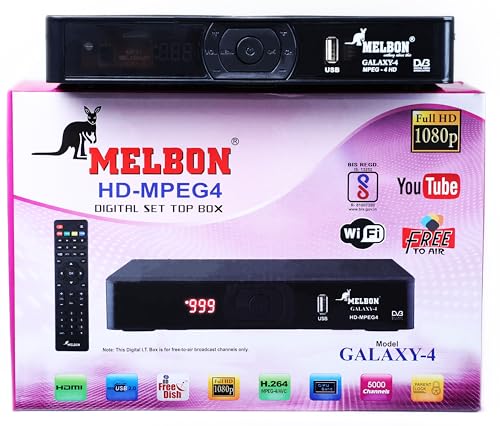 Image of Melbonn Galaxy-4 HD-MPEG4 Digital Set TOP Box get Life time Free Channels No Monthly Charges(Black)