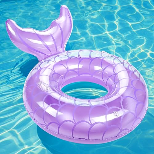 MoKo Bouée Sirène, Anneau de Natation Gonflable en PVC avec Poignées, Flotteur de Piscine en Forme de Sirène avec Queue pour Adulte, Jouet pour Sports...