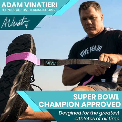 Vive Stretch Strap - Leg Stretch Band to Improve Flexibility - Stretching Out Yoga Strap - Exercise and Physical Therapy Belt for Rehab, Pilates, Dance and Gymnastics with Workout Guide Book - Image 3