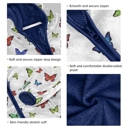 CHIFIGNO Butterfly White Toddler Boys Zip up Hoodie Light Soft Sweatshirt Jacket 3T3