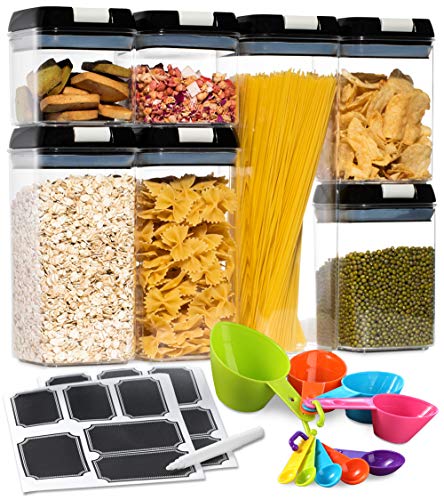 Meal Prep Haven - 7-Pack Food Storage Containers with Lids - Clear Storage Containers for Kitchen Organization - Airtight Kitchen Storage Containers with Lids - 4-size Canister Set - Cereal Containers